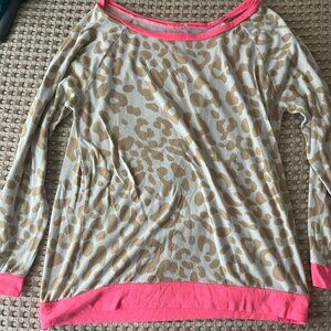 Leopard & Hot Pink Lightweight Soft Sweater, Size XL